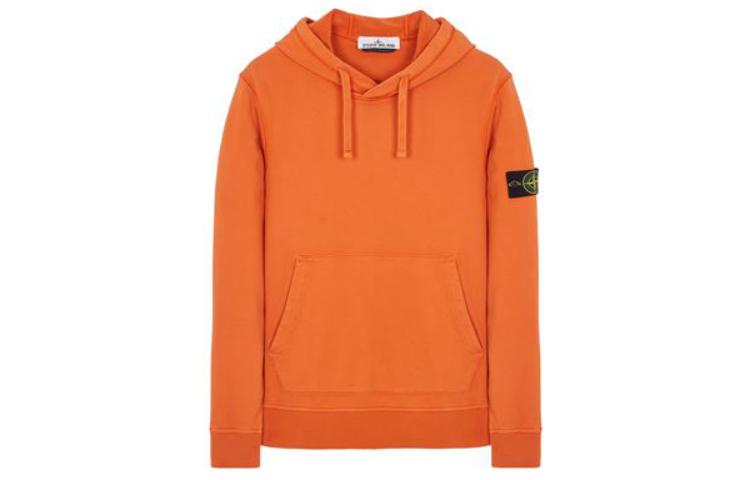 Stone Island SS23 Logo Patch Orange Pullover Hoodie for Men 101564151-V0073