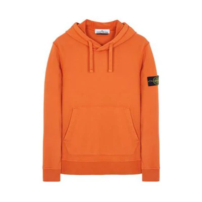 Stone Island SS23 Logo Patch Orange Pullover Hoodie for Men 101564151-V0073