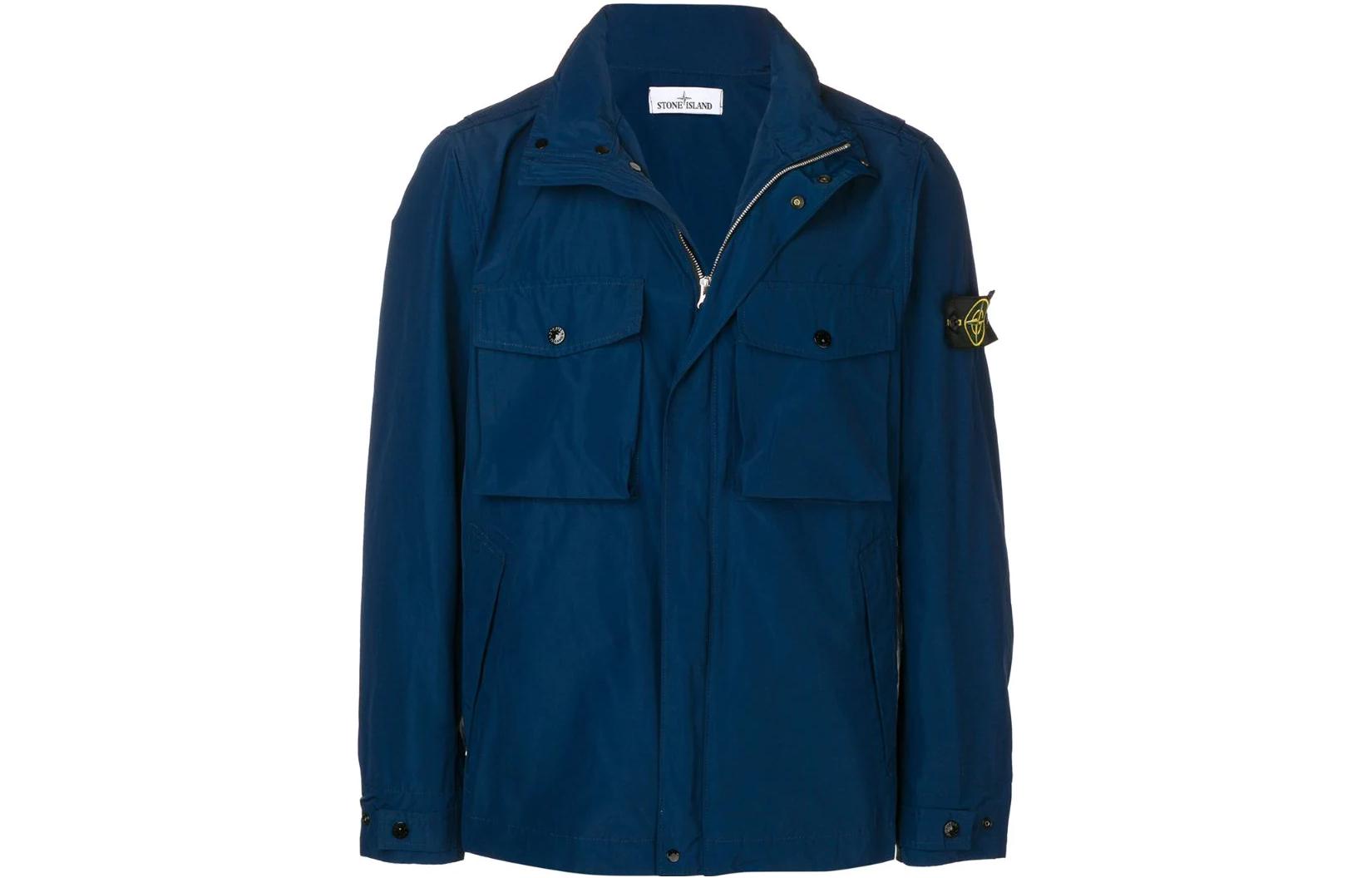 Stone Island SS23 Logo Patch Pocket Blue Long Sleeve Jacket 701541322-V0028