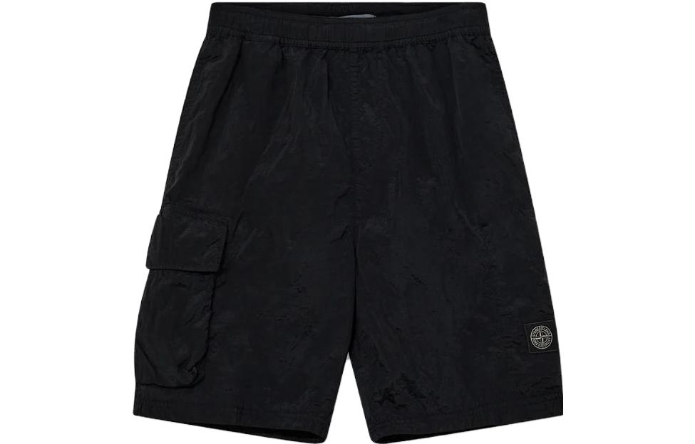 Order STONE ISLAND SS23 標誌補丁直筒休閒短褲 男 黑色. 7815L1319-V0029