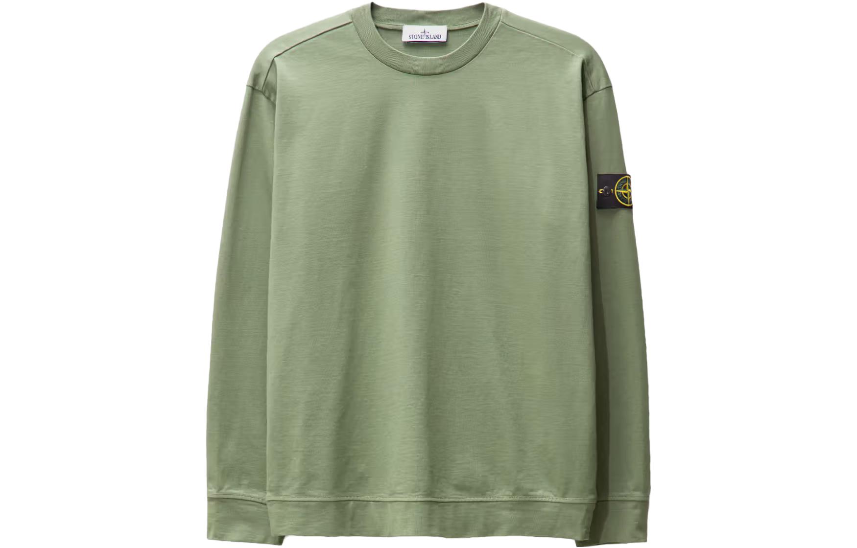 Stone Island SS23 Logo Print Crewneck Long Sleeve Sweatshirt Green 101563750-V0055