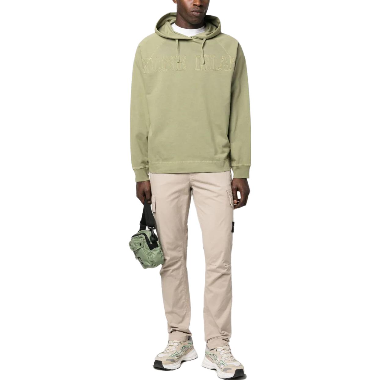 STONE ISLAND SS23 Logo Print Khaki Hoodie for Men. 781563355-V0155 圖 3