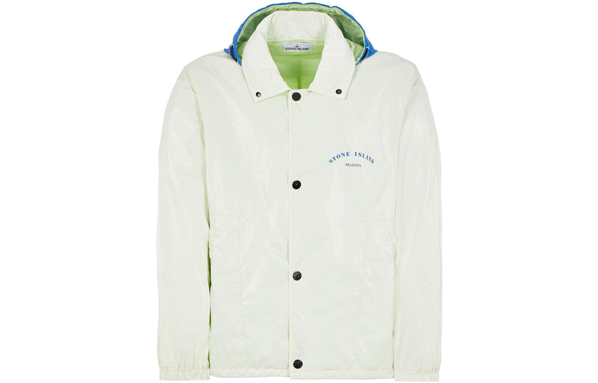 Stone Island SS23 Marina Logo Print Hooded Casual Jacket Light Green Men’s 7815432X1-V0052