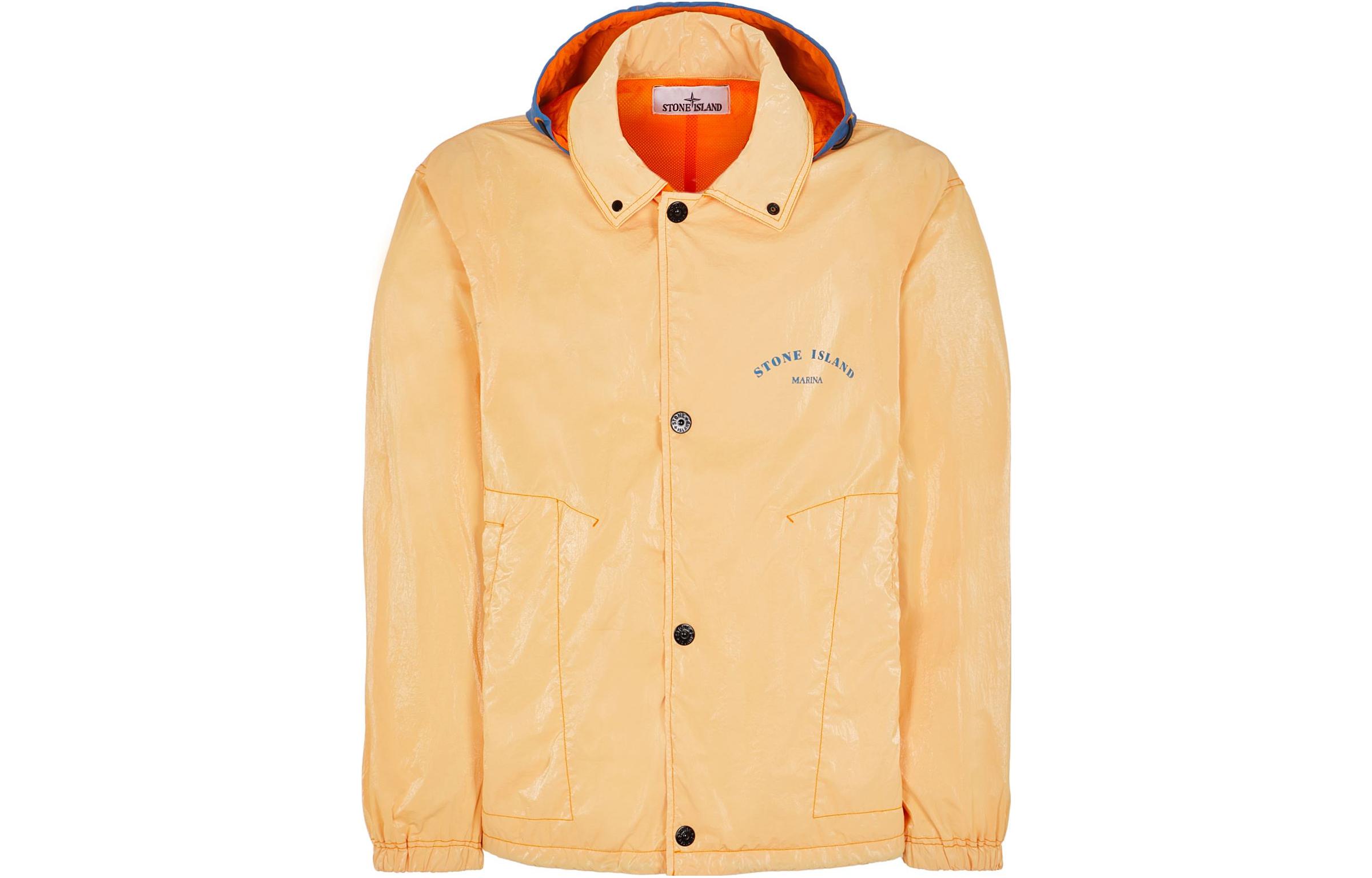 Stone Island SS23 Marina Orange Logo Hooded Jacket for Men Casual Sportswear 7815432X1-V0032