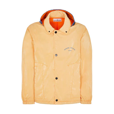 Stone Island SS23 Marina Orange Logo Hooded Jacket for Men Casual Sportswear 7815432X1-V0032