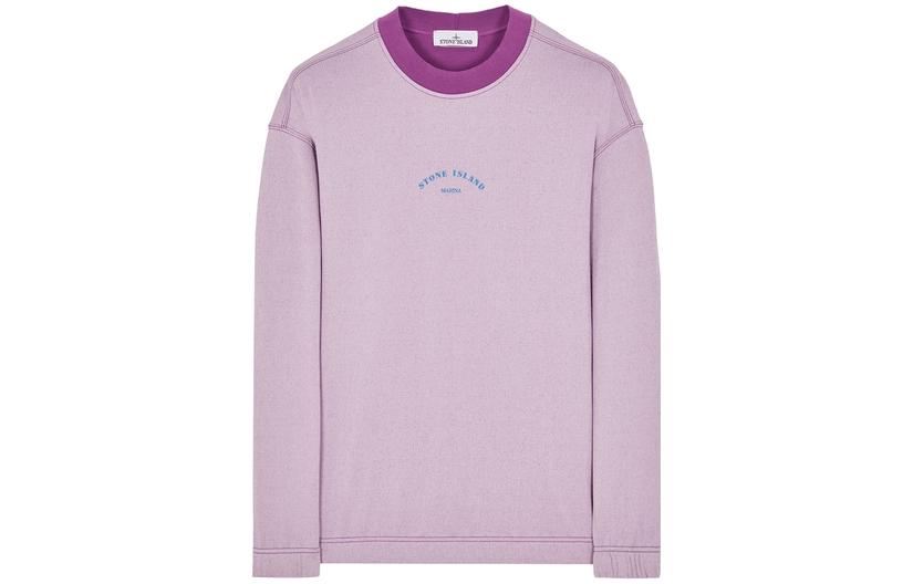 STONE ISLAND SS23 Marina Pink Crewneck Letter Print Relaxed Sweatshirt Men. 7815652X2-V0045