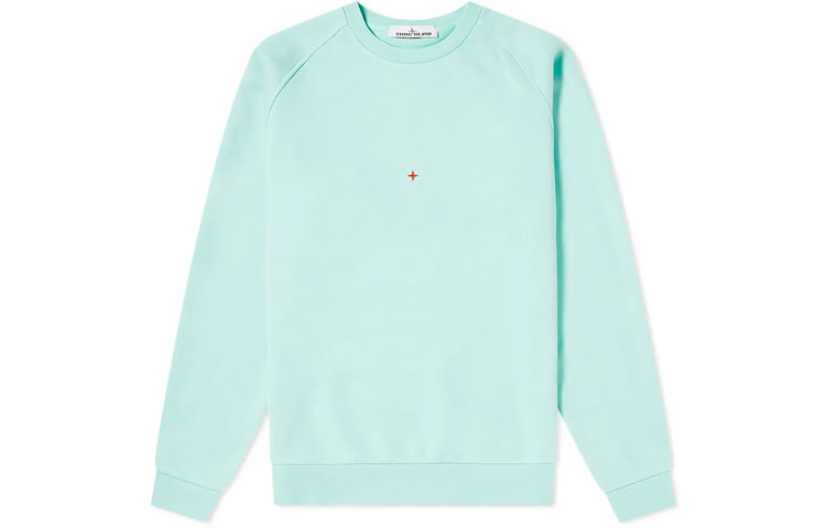 Stone Island SS23 Marina Series Ocean Logo Green Crewneck Long-Sleeve Sweatshirt 7415657X2-V0044