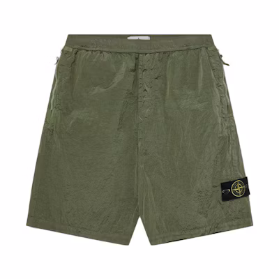 STONE ISLAND SS23 Metallic Nylon Casual Shorts Green . 7815L0319-V0055