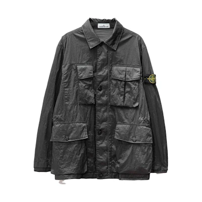 Stone Island SS23 Metallic Nylon Jacket Anthracite Grey Long Sleeve Outerwear 781541620-V0065