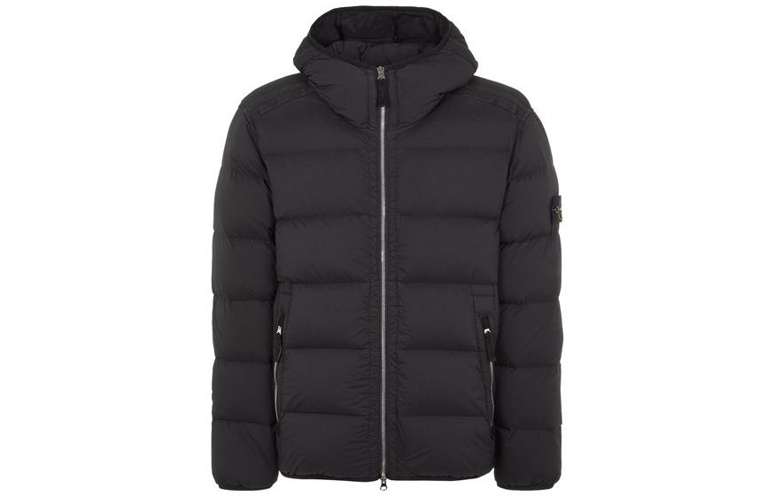 STONE ISLAND SS23 Metallic Nylon Quilted Hooded Down Jacket Black Unisex. 791543728-V0029