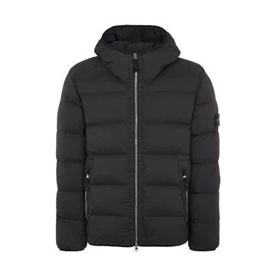 STONE ISLAND SS23 Metallic Nylon Quilted Hooded Down Jacket Black Unisex. 791543728-V0029