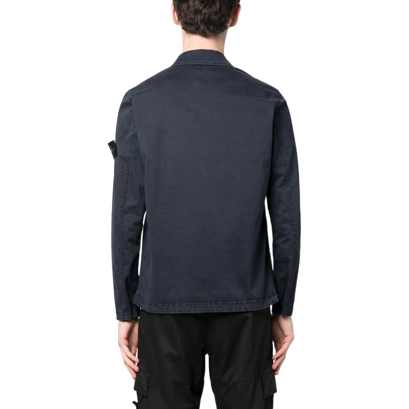 STONE ISLAND SS23 Midnight Blue Cotton Logo Embroidered Shirt Jacket . 781510304-V0120 圖 4