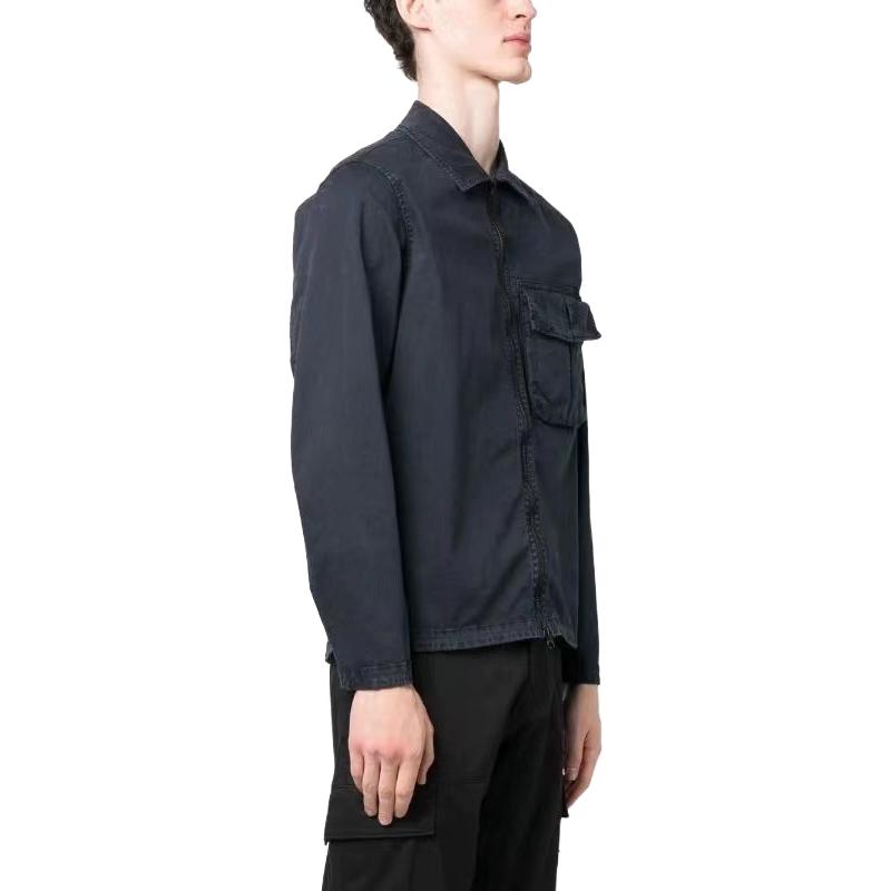STONE ISLAND SS23 Midnight Blue Cotton Logo Embroidered Shirt Jacket . 781510304-V0120 圖 6