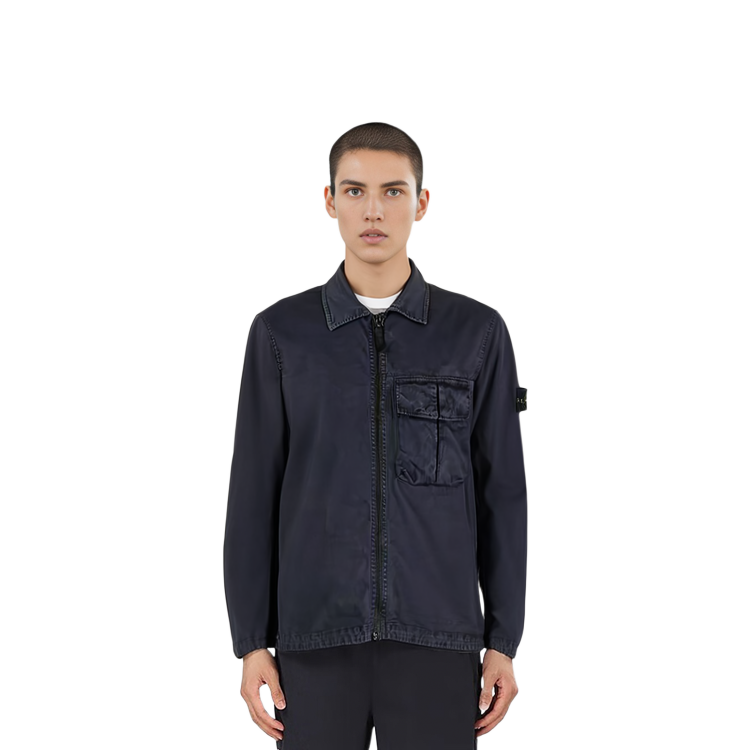 STONE ISLAND SS23 Midnight Blue Cotton Logo Embroidered Shirt Jacket . 781510304-V0120 圖 7