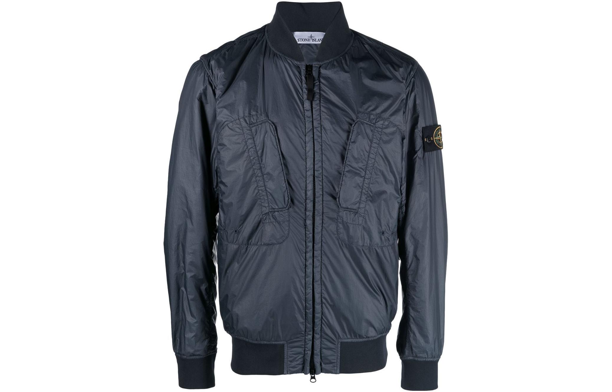Stone Island SS23 Midnight Blue Zip-Up Jacket with Logo Patch Jacket 781542125-V0020