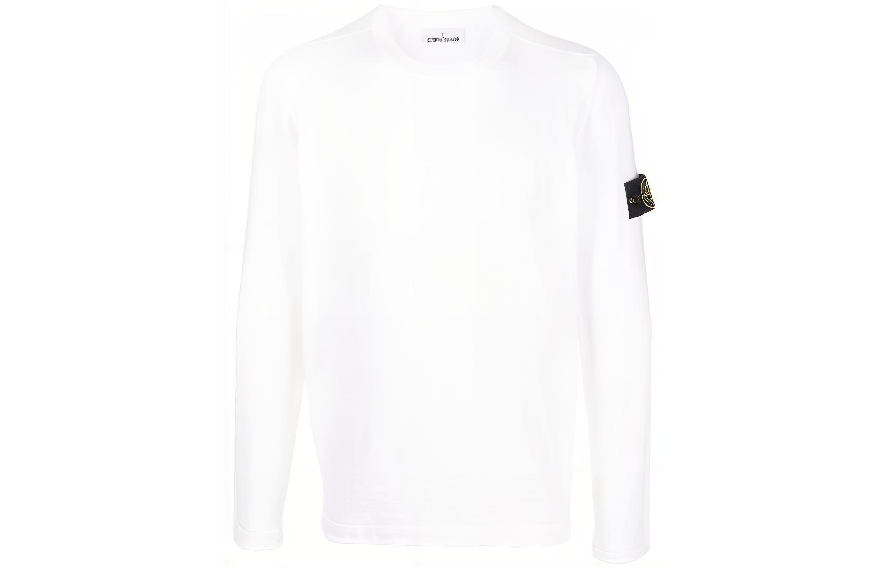 Stone Island SS23 Minimal Logo Crewneck Long Sleeve Sweatshirt White 1015502B0-V0001
