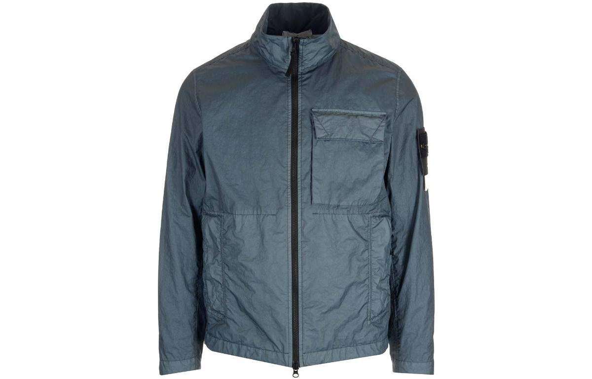 Stone Island SS23 Misty Blue Stand-Collar Long-Sleeve Jacket for Men 781540823-V0024