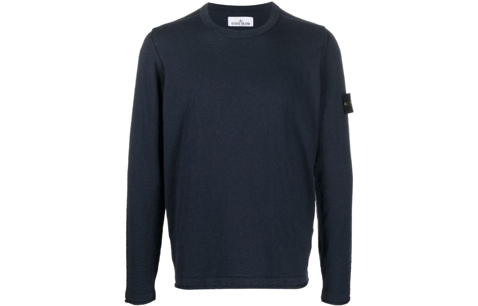Stone Island SS23 Navy Blue Crewneck Logo Sweatshirt 1015502B0-V0020