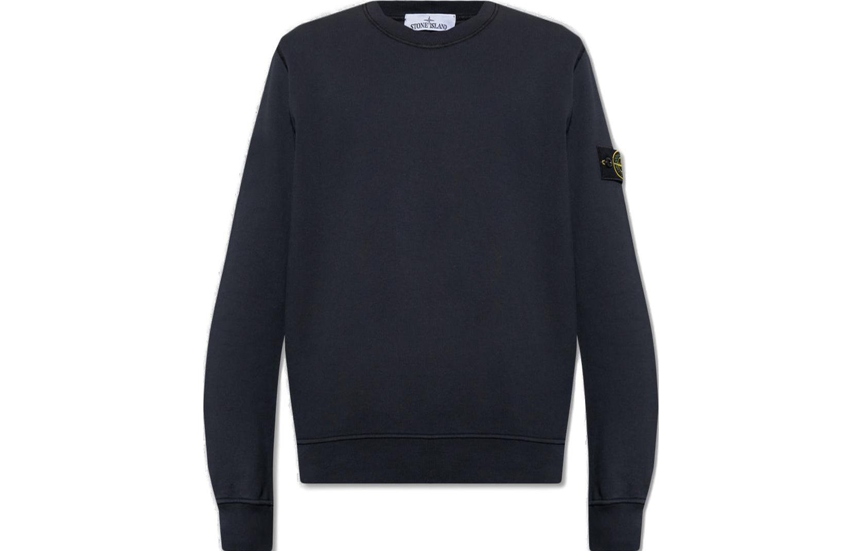 Stone Island SS23 Navy Blue Crewneck Sweatshirt with Logo Patch for Men 1015630510-A0020