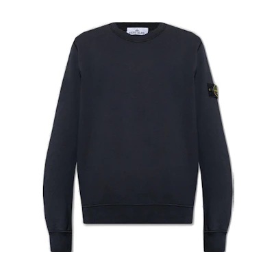 Stone Island SS23 Navy Blue Crewneck Sweatshirt with Logo Patch for Men 1015630510-A0020