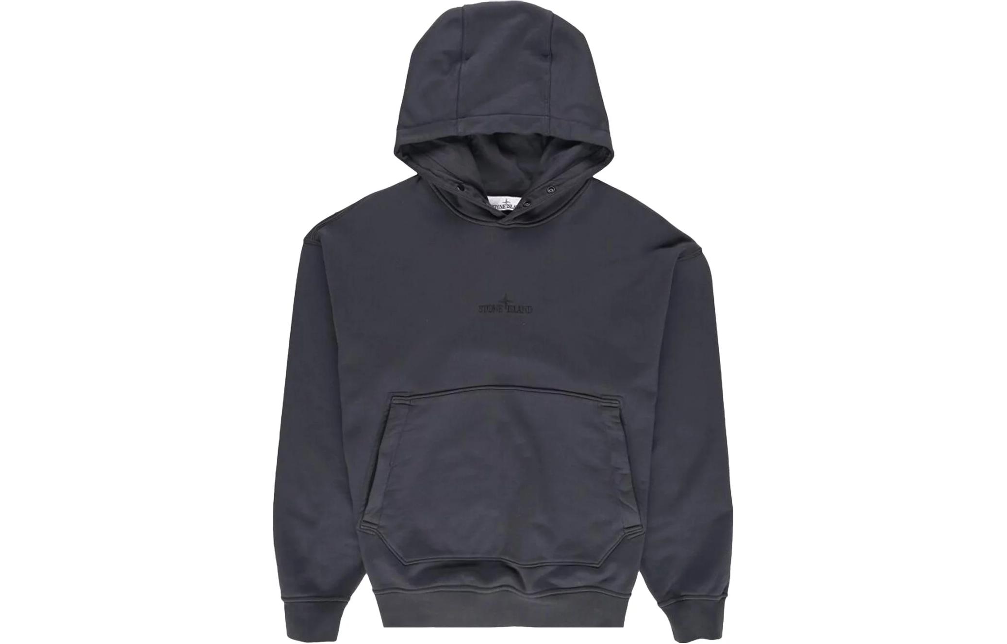 Stone Island SS23 Navy Blue Hoodie with Solid Color and Logo Design for Men 781562251-V0065