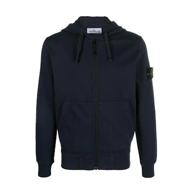 STONE ISLAND SS23 Navy Blue Logo Hooded Zip-Up Hoodie 101564251-A0020