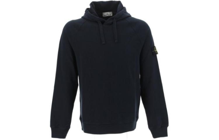 STONE ISLAND SS23 Navy Blue Logo Hoodie  Long Sleeve Pullover. 781562160-V0020