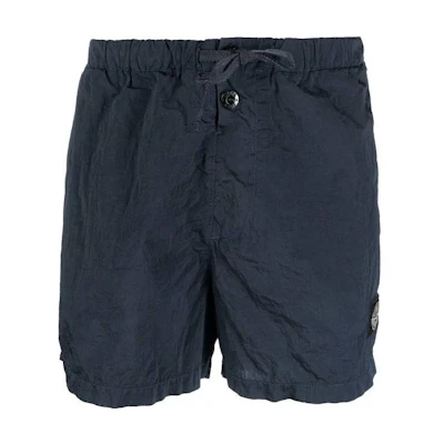 STONE ISLAND SS23 Navy Blue Logo Patch Casual Shorts for Men. 1015B0643-V0024
