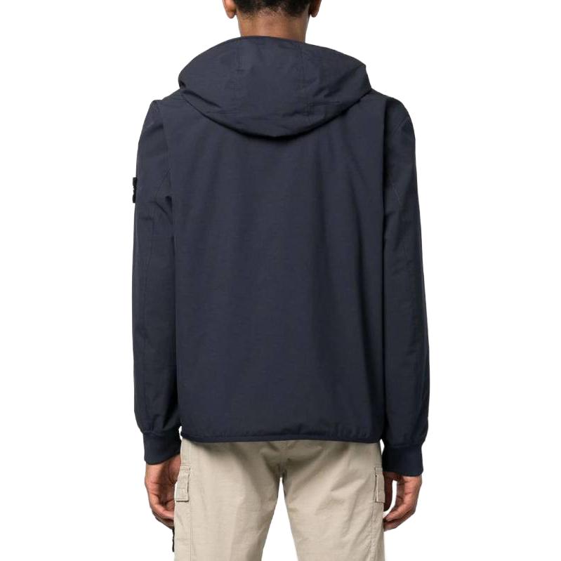 STONE ISLAND SS23 Navy Blue Solid Color Hooded Jacket for Men. 791541027-V0020 圖 4