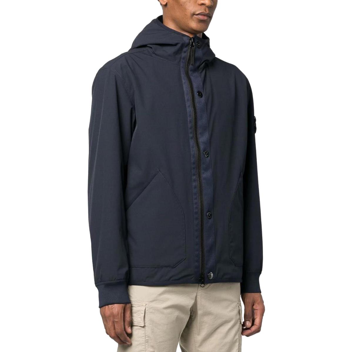 STONE ISLAND SS23 Navy Blue Solid Color Hooded Jacket for Men. 791541027-V0020 圖 5