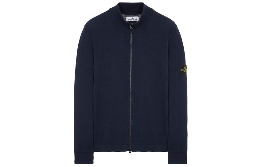 Stone Island SS23 Navy Logo Zip-Up Jacket for Men 7815542B2-V0020