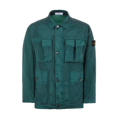 Stone Island SS23 Nylon Meta Military Green Jacket with Pleated Pocket Design 781541620-V0058
