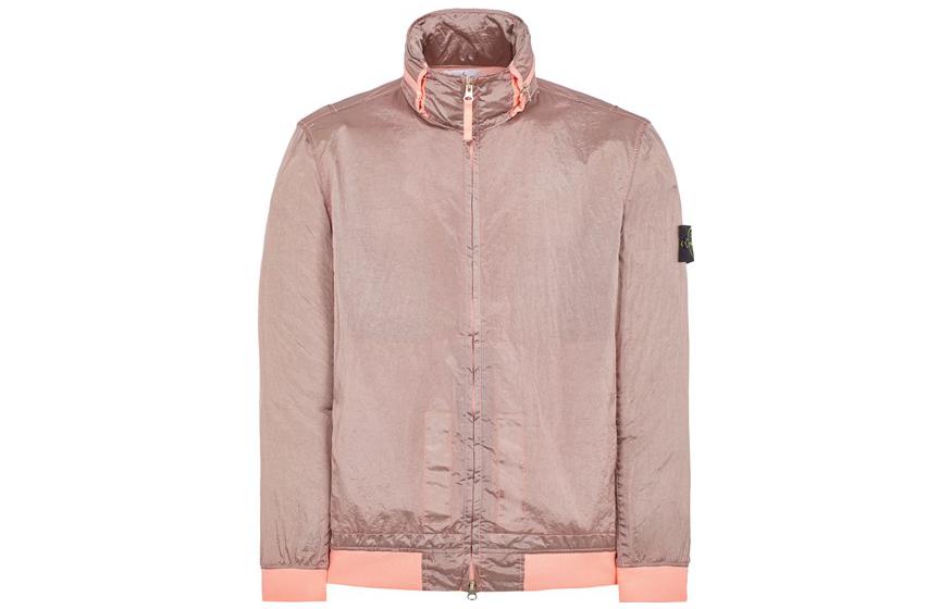 Stone Island SS23 Nylon Meta Pink Logo Zip Up Jacket Long Sleeve for Men 781541920-V0080