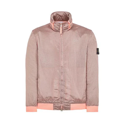 Stone Island SS23 Nylon Meta Pink Logo Zip Up Jacket Long Sleeve for Men 781541920-V0080