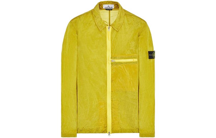 STONE ISLAND SS23 Nylon Meta Yellow Metallic Long-Sleeve Zip Jacket 781510919-V0030