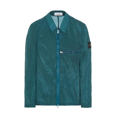 STONE ISLAND SS23 Nylon Metal Badge Zip Jacket Bottle Green Outerwear 781510919-V0053