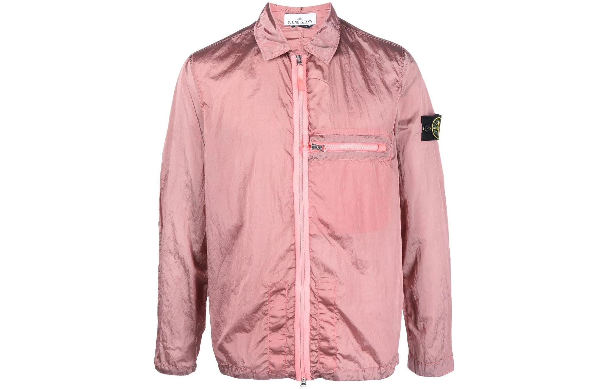 STONE ISLAND SS23 Nylon Metal Jacket Pink Long Sleeve Zip-Up for Men. 781510919-V0080