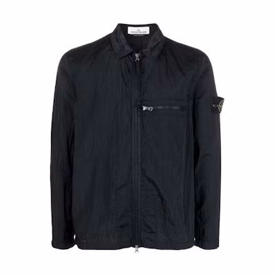 STONE ISLAND SS23 Nylon Metal Series Black Full-Zip Jacket with Chest Strap. 781510919-V0029