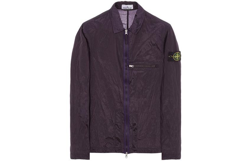Stone Island SS23 Nylon Metal Series Navy Blue Metallic Nylon Badge Zip Jacket 781510919 v0026