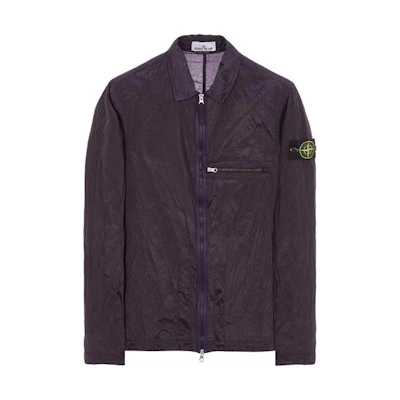 Stone Island SS23 Nylon Metal Series Navy Blue Metallic Nylon Badge Zip Jacket 781510919 v0026