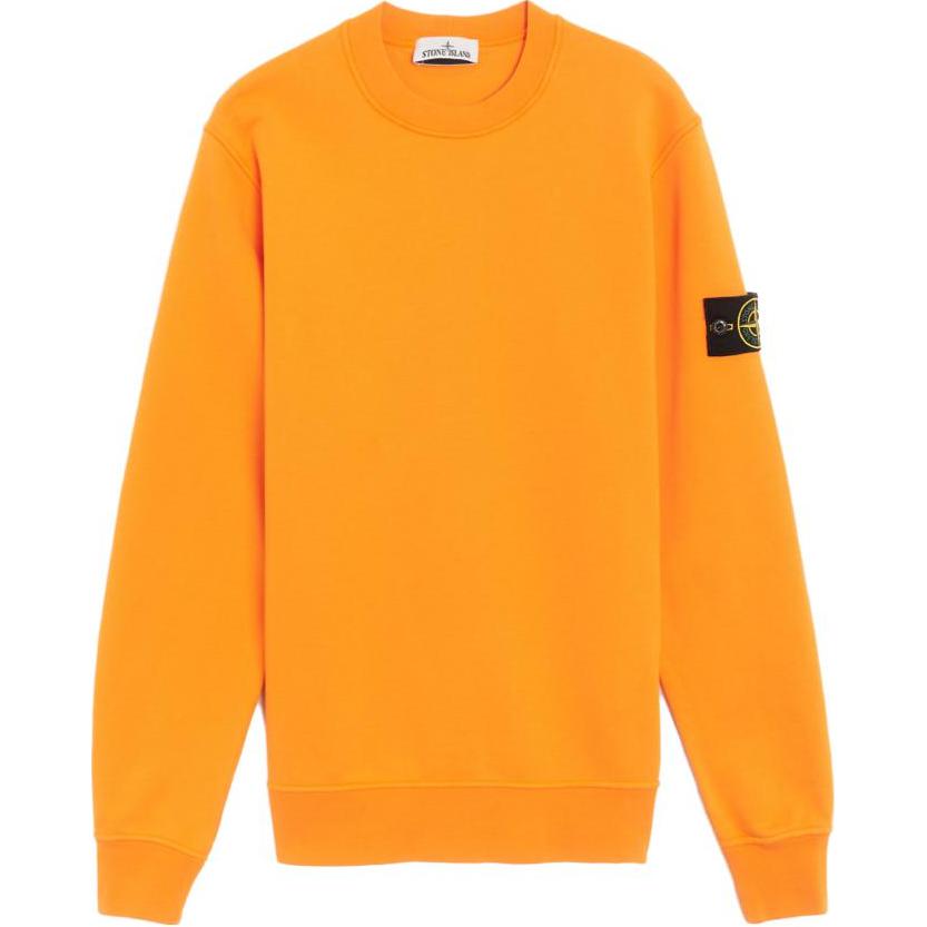 Stone Island SS23 Orange Crewneck Sweatshirt with Compass Patch Style 101563051-V0032