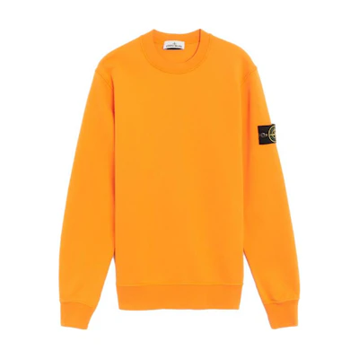 Stone Island SS23 Orange Crewneck Sweatshirt with Compass Patch Style 101563051-V0032