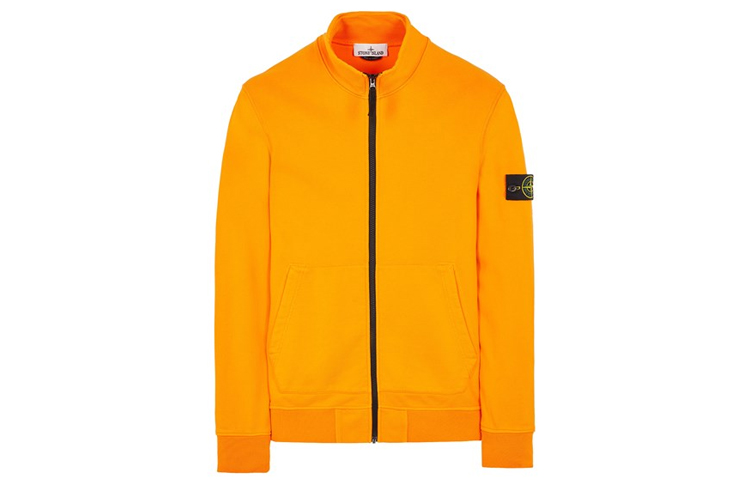 Stone Island SS23 Orange Logo Patch Zip-Up Jacket Sweater 101564351-V0032