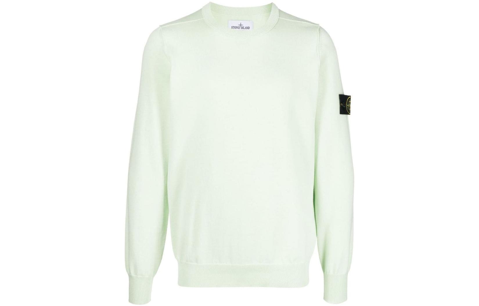 Stone Island SS23 Patch Logo Knit Pullover Sweatshirt Men’s Light Green 1015540B2-V0052