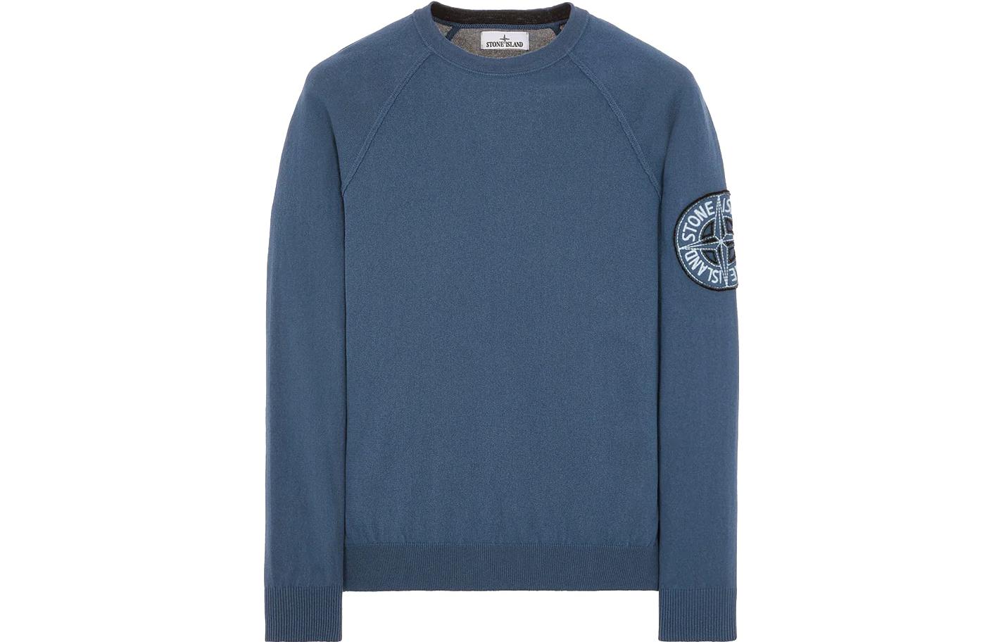 Stone Island SS23 Peacock Blue Logo Print Pullover Sweatshirt 7815523B7-V0024
