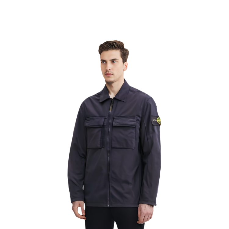 STONE ISLAND SS23 Pima Cotton Zip-Up Long Sleeve Shirt Jacket Navy . 781510210-V0020 圖 3