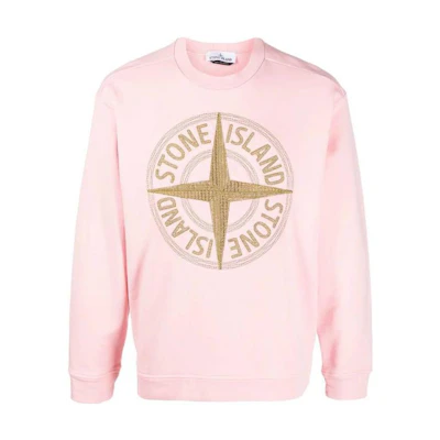 STONE ISLAND SS23 Pink Embroidered Logo Sweatshirt . 781565484-V0080