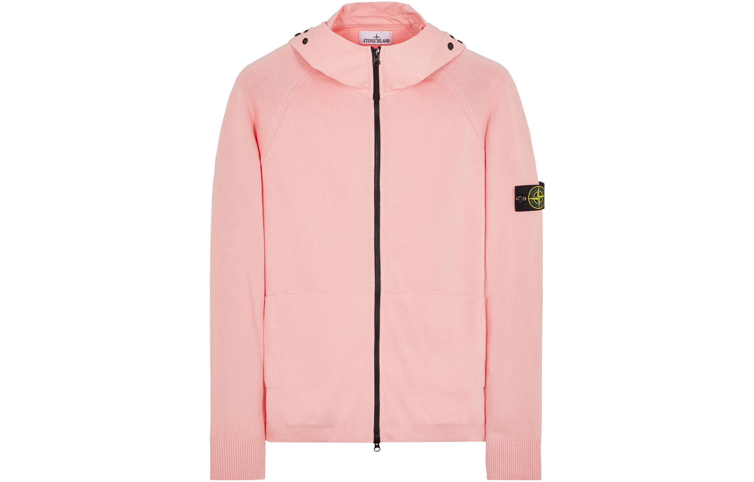 Stone Island SS23 Pink Logo Patch Zip-Up Sweatshirt 7815547B2-V0080