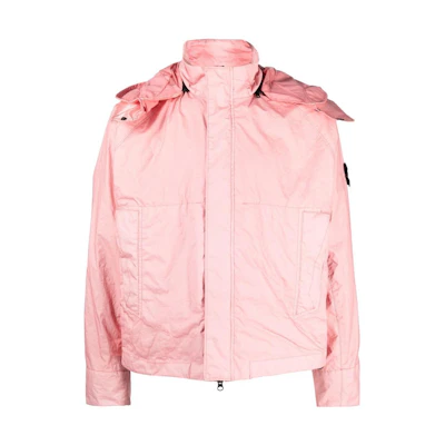 Stone Island SS23 Pink Solid Color Hooded Zip-Up Oversized Jacket 781540623-1991