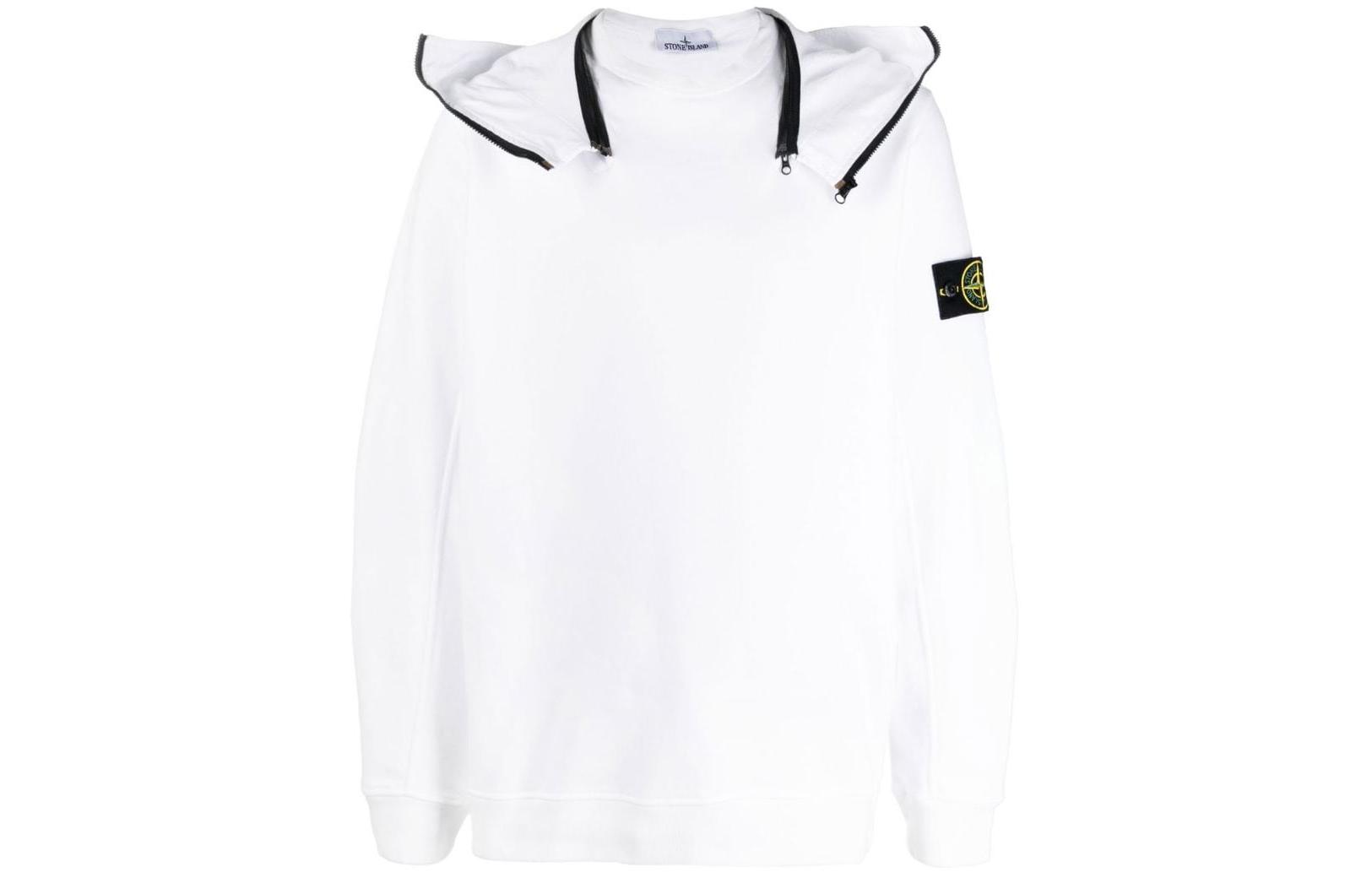 Stone Island SS23 Plain Badge Patch Sweatshirt White - 771564920-V0001